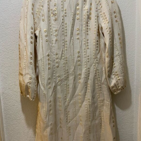 NWOT Tory Burch Ivory and Gold Threaded Tunic silk blend Dress size 6 - Picture 7 of 8